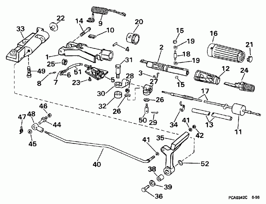 �������� ����� Evinrude E25TEEUM 1997  - eering & Shift Handle