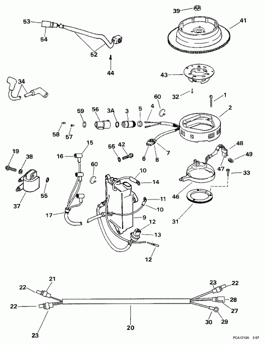 �������� ����� Evinrude E25TKEUR 1997  - Rope & Ac / ���� & Ac