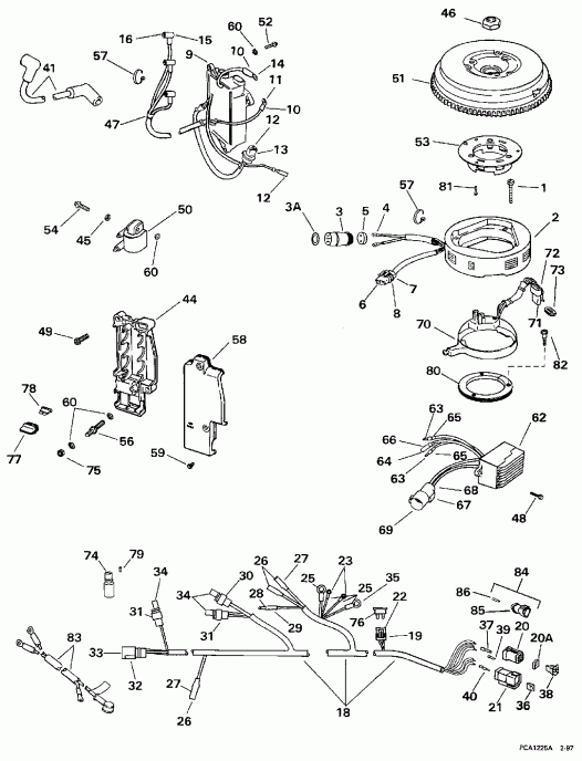 ��������� ����� EVINRUDE E25TKLEUR 1997  - Remote - Remote