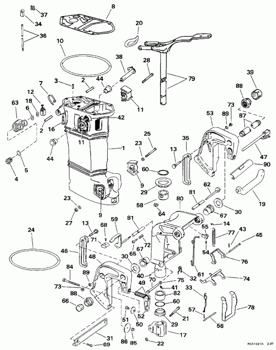 ��������� ����� EVINRUDE E25TKLEUR 1997  - ������ Tilt - Manual Tilt