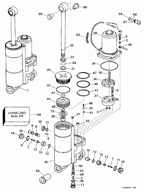 ��������� �������� ����� Evinrude E25TKLEUR 1997  - wer Trim / tilt