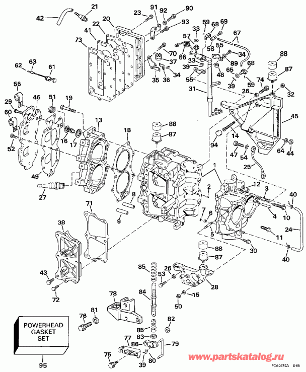 ��������� ��������� Evinrude E30RLEUD 1997  - linder & Crankcase - linder & ������ ���������