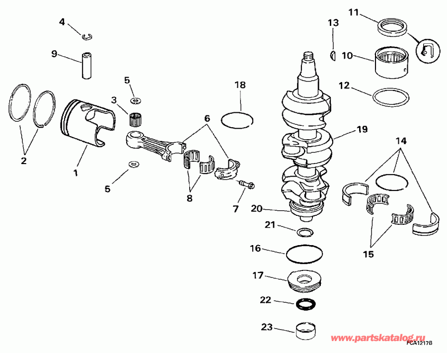 ����� ������� E35RMLEUR 1997  - ankshaft & Piston - ank��� & �������