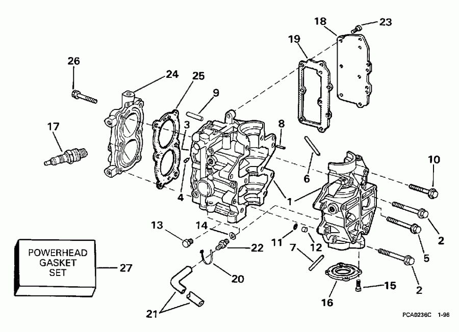 ��������� ��������� Evinrude E3REUC 1997  - linder & ������ ��������� - linder & Crankcase