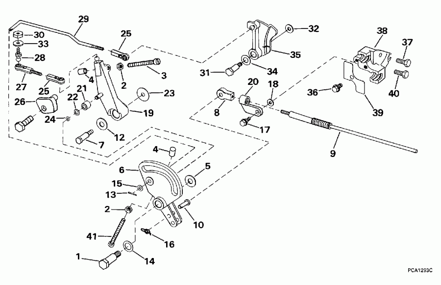 �������� ��������� ����� EVINRUDE E40JREUR 1997  - ift & Throttle Linkage / ift & ����������� ��������age