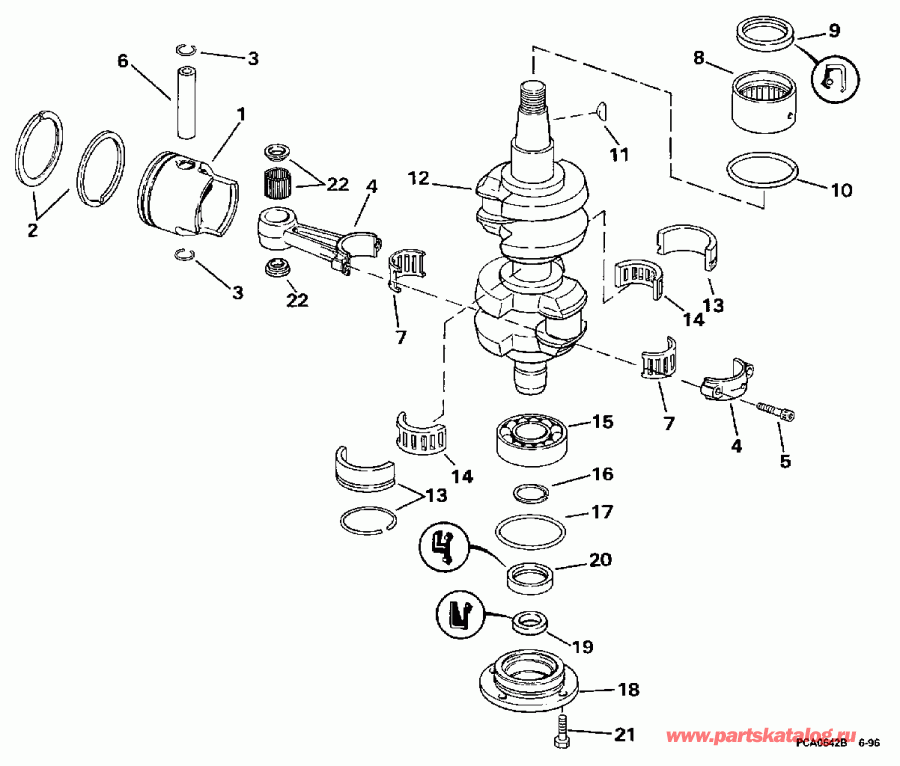 ��������� EVINRUDE E45RCLEUC 1997  - ankshaft & Piston