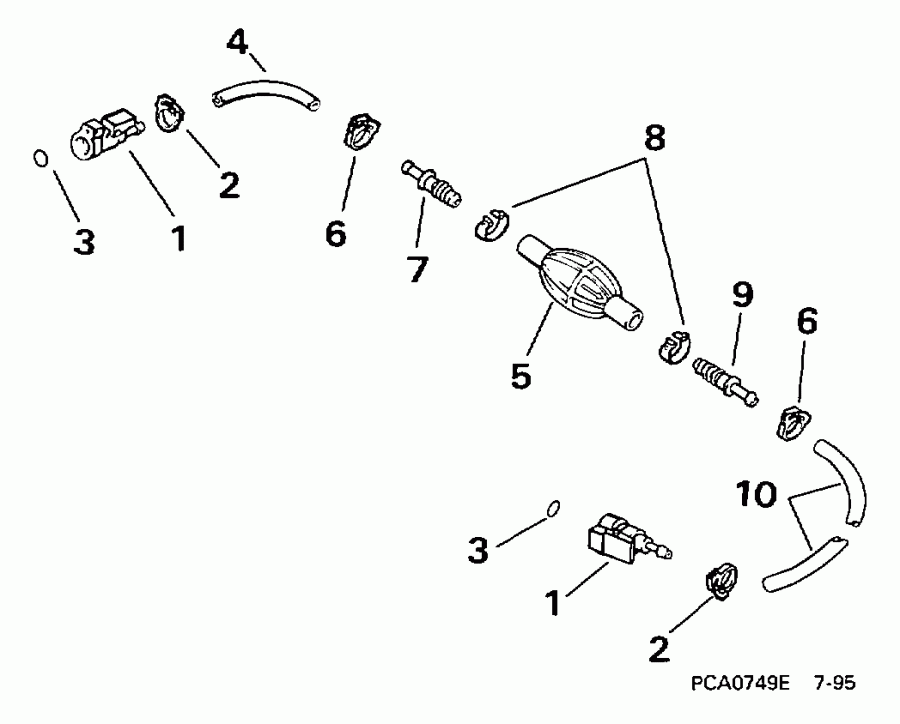��������� Evinrude E50ELEUR 1997  - el Hose & Primer Bulb 5/16 In. I.d. / el ����� & ��������� ����� 5 / 16 ���� I.d.