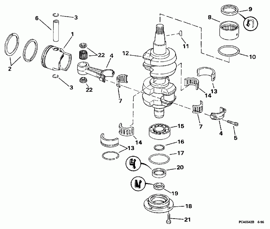  EVINRUDE E55RSLC 1997  - ankshaft & Piston - ank��� & �������