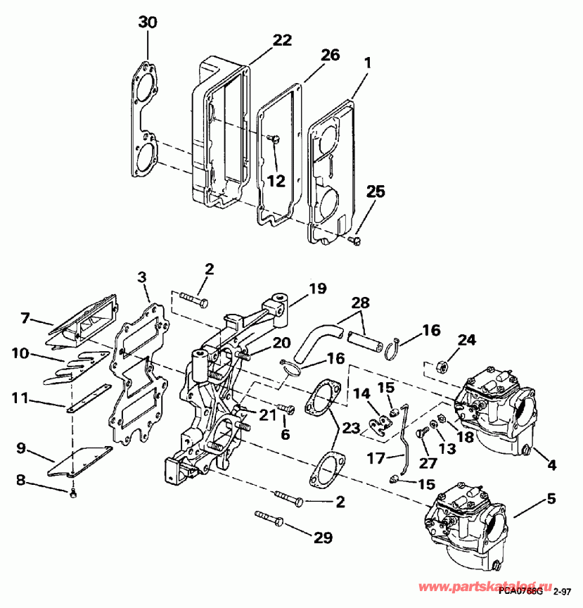  EVINRUDE E55RSLC 1997  - take Manifold & Air Silencer