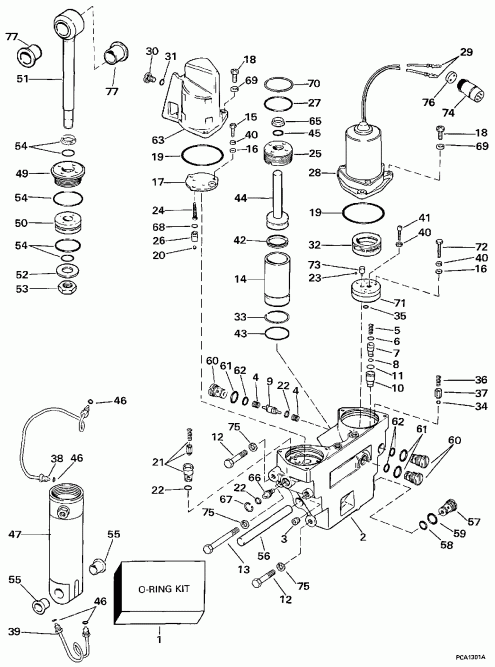 ����� EVINRUDE E60TTLEUA 1997  - wer Trim/tilt Hydraulic Assembly / wer Trim / tilt Hydraulic Assembly