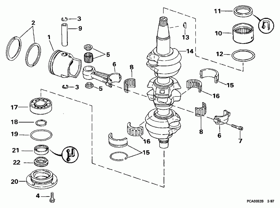 ��������� ������� E70TLEUM 1997  - ankshaft & Piston - ank��� & �������