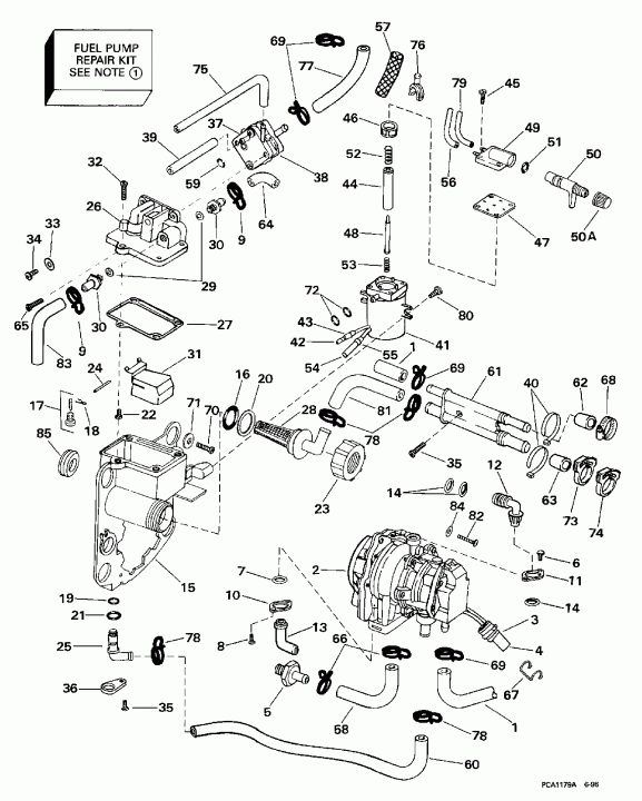 ����� EVINRUDE E90SLEUA 1997  - el Bracket & Components - el ��������� & Components