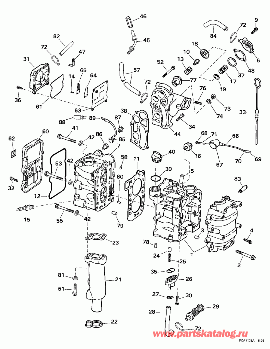  Evinrude HE10FOEUR 1997  - linder & Crankcase - linder & ������ ���������