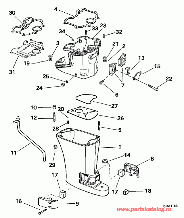 ����� Evinrude HE10FOEUR 1997  - haust Housing - haust ������