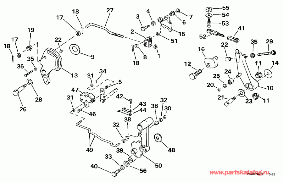 ��������� Evinrude HE45RCLEUC 1997  - ift & Throttle Linkage - ift & ����������� ��������age