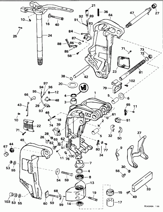 ��������� �������� ����� EVINRUDE J90SLEUC 1997  - dsection
