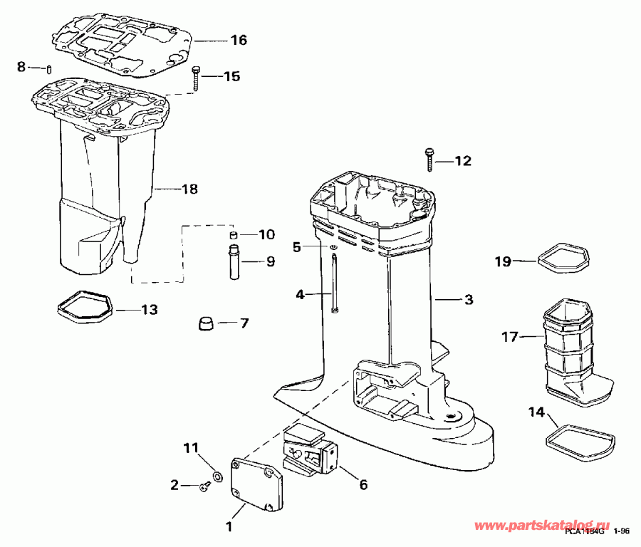 ��������� ����� Evinrude L115GLEUC 1997  - haust ������ / haust Housing
