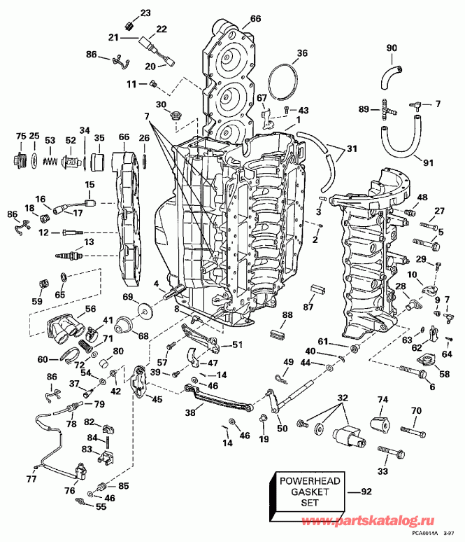 ��������� �������� ����� Evinrude L150GLEUR 1997  - linder & ������ ��������� - linder & Crankcase