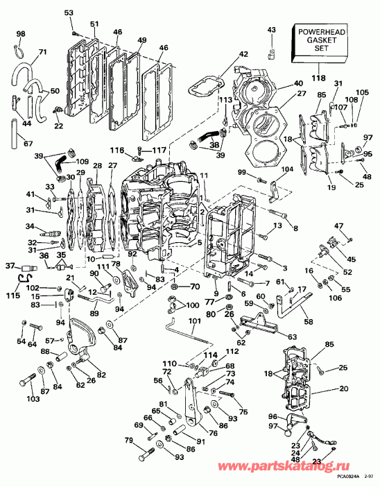  EVINRUDE SE100WTPLZ 1997  - linder & Crankcase - linder & ������ ���������