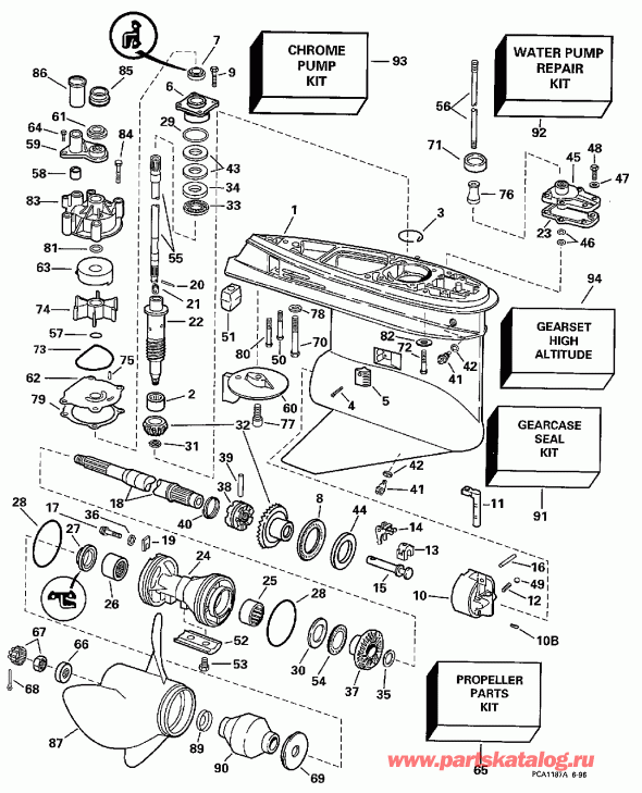 �������� ��������� ����� EVINRUDE SE150WTPLT4 1997  - arcase