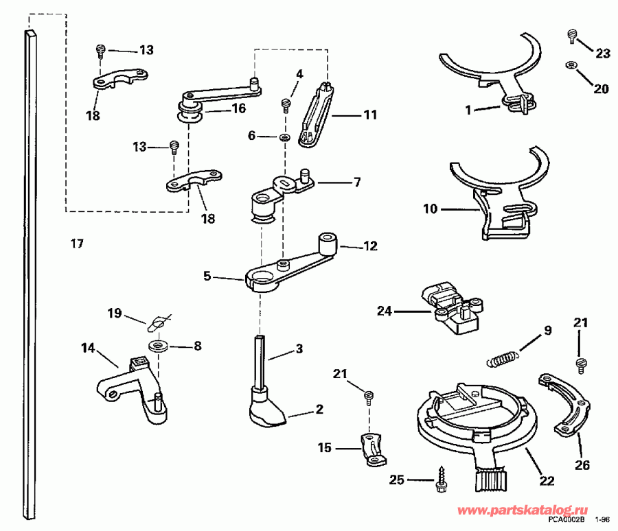 ��������� ����� Evinrude SE150WTPLT 1997  - rottle ��������� ��������