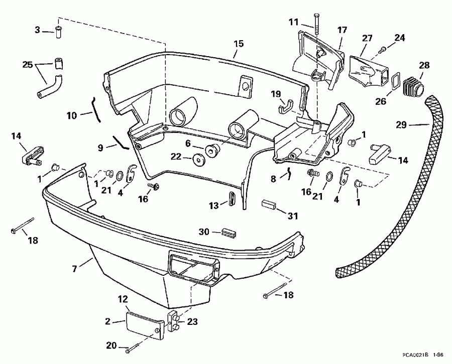 ��������� ����� EVINRUDE SE150WTPXT4 1997  - wer Engine Cover - wer ������ ��������� (�����)