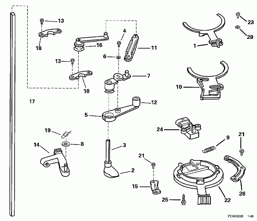 ��������� ����� EVINRUDE SE150WTPXT 1997  - rottle Linkage