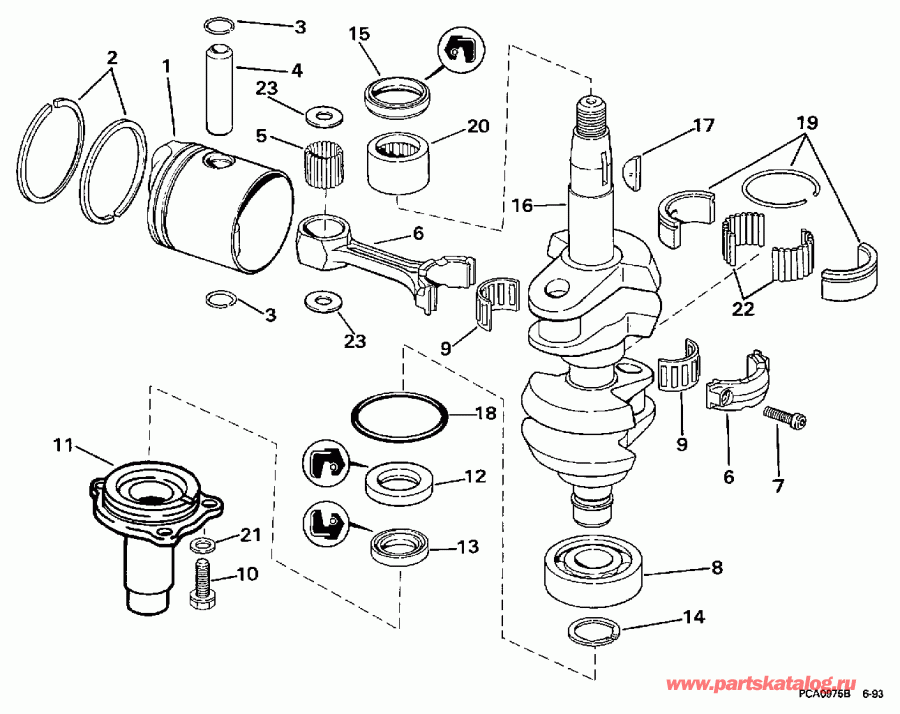 �������� ��������� ����� EVINRUDE SE15RPW 1997  - ankshaft & Piston - ank��� & �������