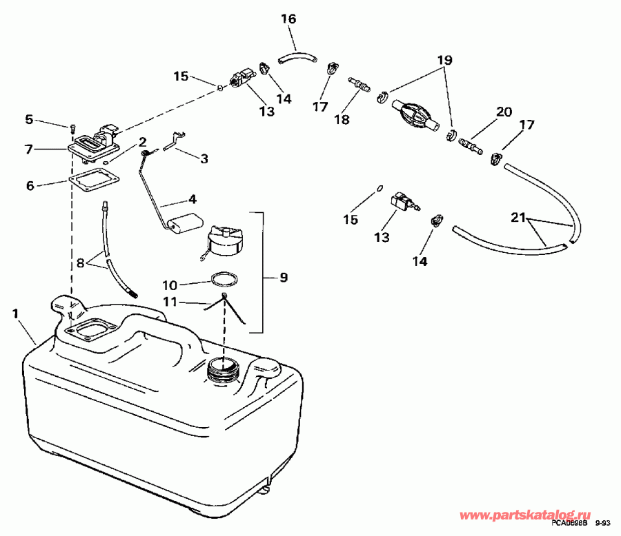 ����� EVINRUDE SE15RPW 1997  - 6 Gallon - 15kc Models Only / 6 ������ - 15kc Models Only