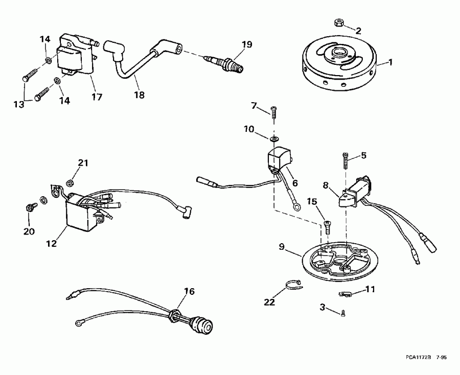 ��������� ��������� Evinrude SE3ROEUD 1997  - mature Plate & Coil Assembly - mature �������� & Coil Assembly