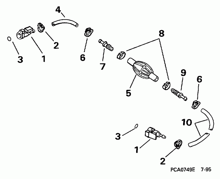 ��������� �������� ����� EVINRUDE SE40RPLB 1997  - el ����� & ��������� ����� 5 / 16 ���� I.d. - el Hose & Primer Bulb 5/16 In. I.d.