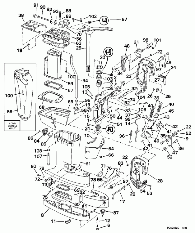 �������� ��������� ����� Evinrude SE40RPLB 1997  - dsection - dsection
