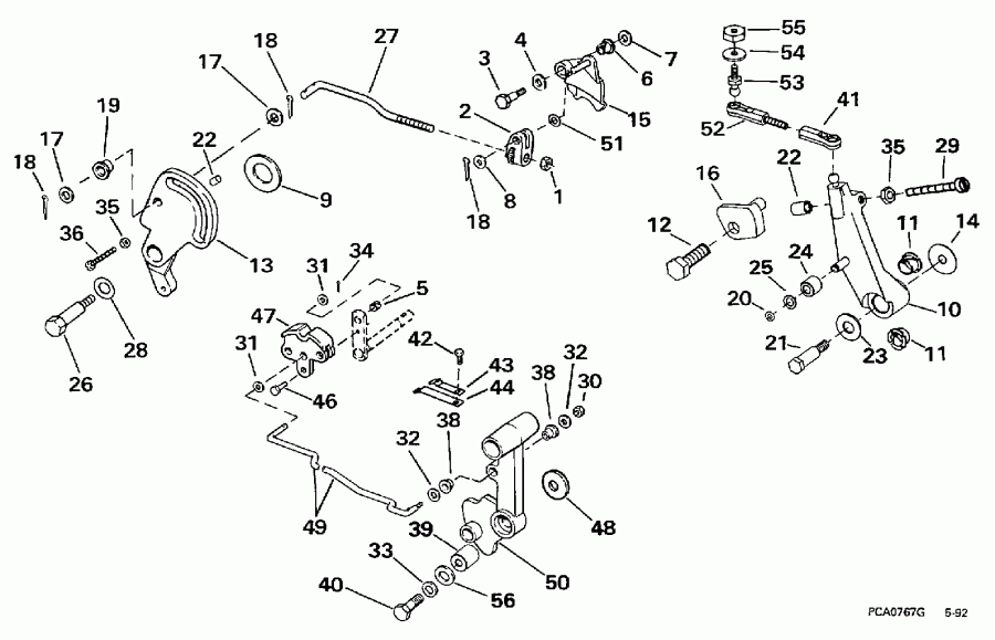  Evinrude SE55RSC 1997  - ift & ����������� ��������age / ift & Throttle Linkage