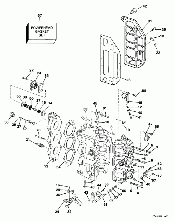 ��������� EVINRUDE SE65RSLZ2 1997  - linder & ������ ��������� - linder & Crankcase
