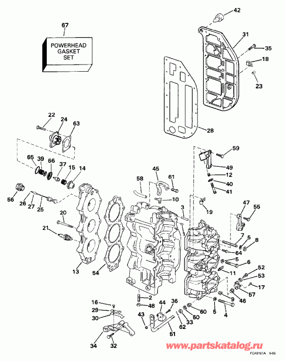 ��������� EVINRUDE SE65RSYZ2 1997  - linder & Crankcase / linder & ������ ���������