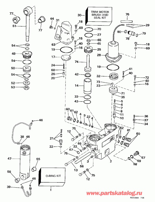 �������� ����� Evinrude XE115HXEUA 1997  - wer Trim / tilt Hydraulic Assembly