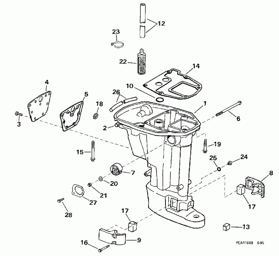 ��������� EVINRUDE BE15FWECA 1998  - haust Housing