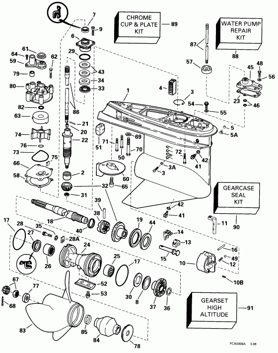��������� �������� ����� Evinrude BE175NXECD 1998  -  Standard Rotation -- Gl Models - �������� Rotation -- Gl Models