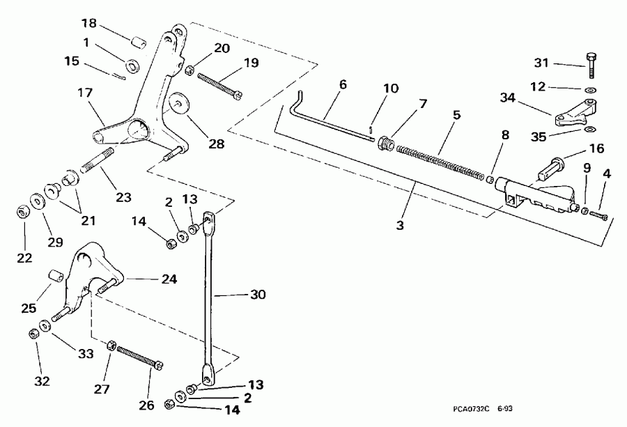 ��������� ��������� EVINRUDE BE250TXECB 1998  - rottle Linkage - rottle ��������� ��������
