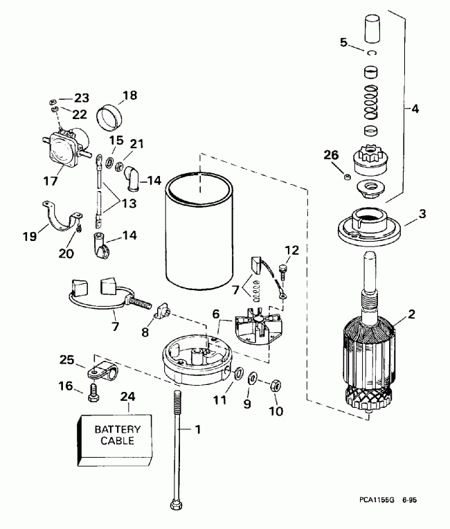 ����� Evinrude BE25ELECE 1998  - ectric ������� & Solenoid - ectric Starter & Solenoid
