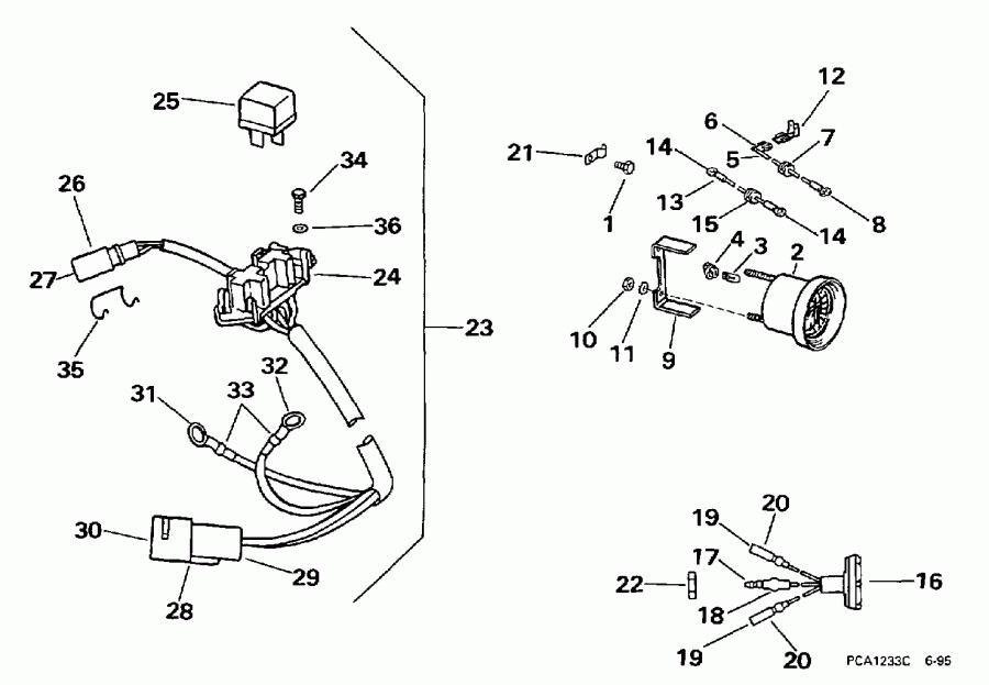 ��������� ��������� Evinrude BE35QLECA 1998  - wer Trim / tilt ��������� - wer Trim/tilt Electrical