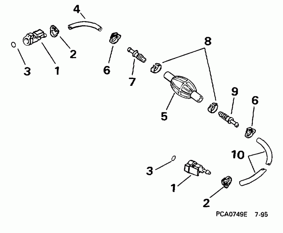 ����� Evinrude BE40ELECR 1998  -  5/16 In. I.d. / 5 / 16 ���� I.d.