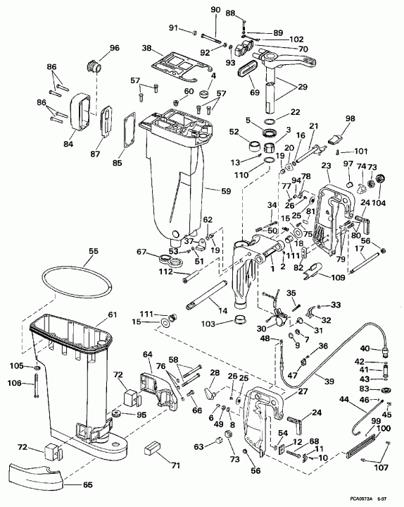  Evinrude BE50RLECR 1998  - haust Housing & Stern & Swivel Bracket - haust ������ & Stern & ���������� ���������