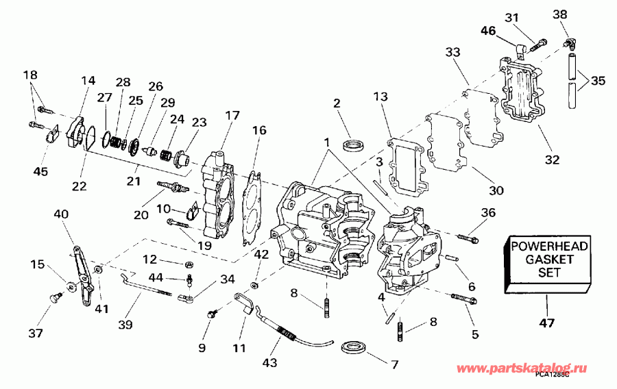 ��������� ����� Evinrude BE6DRLECR 1998  - linder & Crankcase - linder & ������ ���������