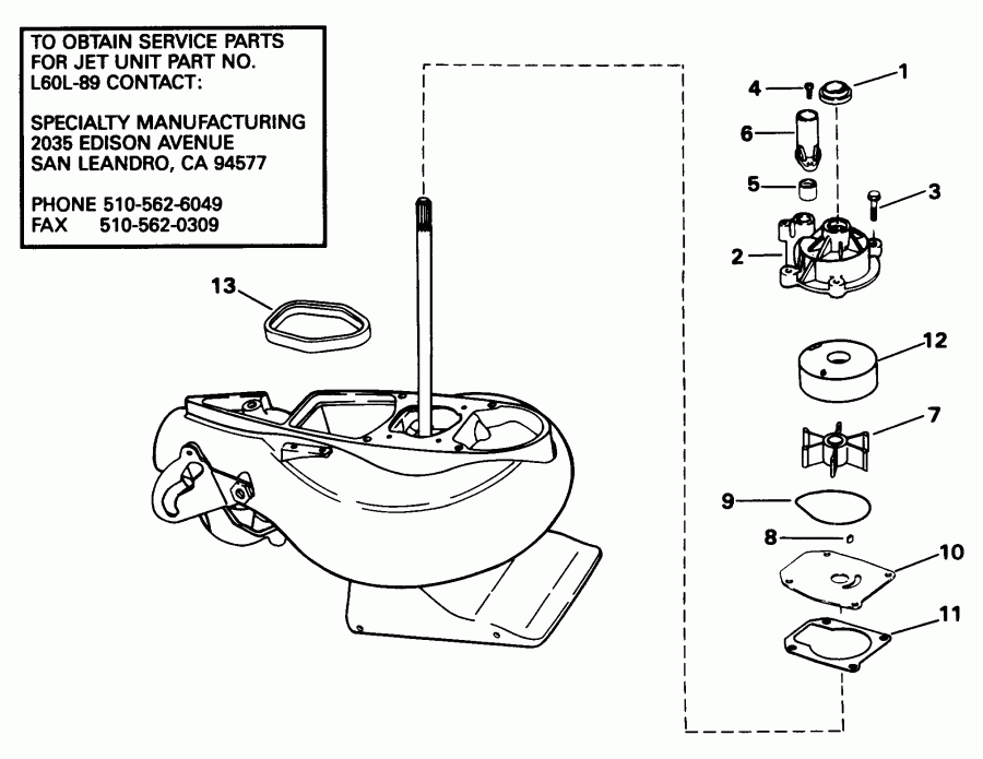 ��������� �������� ����� EVINRUDE BE70ELECB 1998  - t Drive Unit
