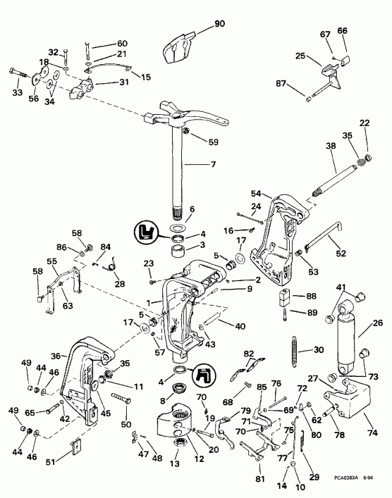 ��������� �������� ����� EVINRUDE BE70ELECB 1998  -  Manual Tilt / ������ Tilt