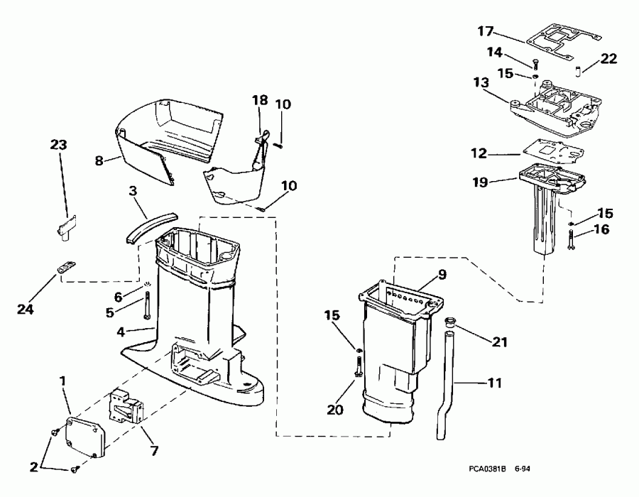 ����� Evinrude BE70TLECB 1998  - haust ������ / haust Housing