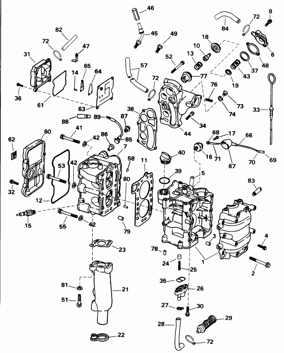 ��������� �������� ����� EVINRUDE BE8FRBECA 1998  - linder & Crankcase - linder & ������ ���������