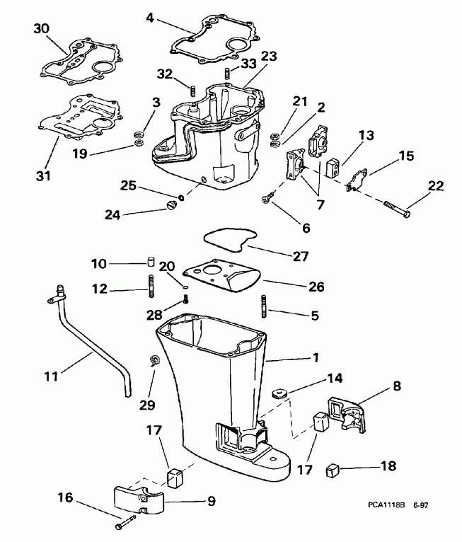 �������� ��������� ����� EVINRUDE BE8FRBECA 1998  - haust ������ - haust Housing