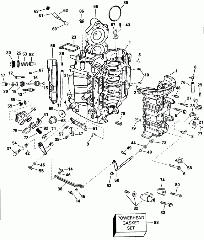  EVINRUDE E100WQLECS 1998  - linder & ������ ��������� - linder & Crankcase